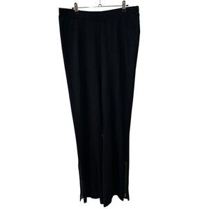 Soft Surroundings Pointe Pants Womens Large Wide Leg Zipper Ankle Black Pull on